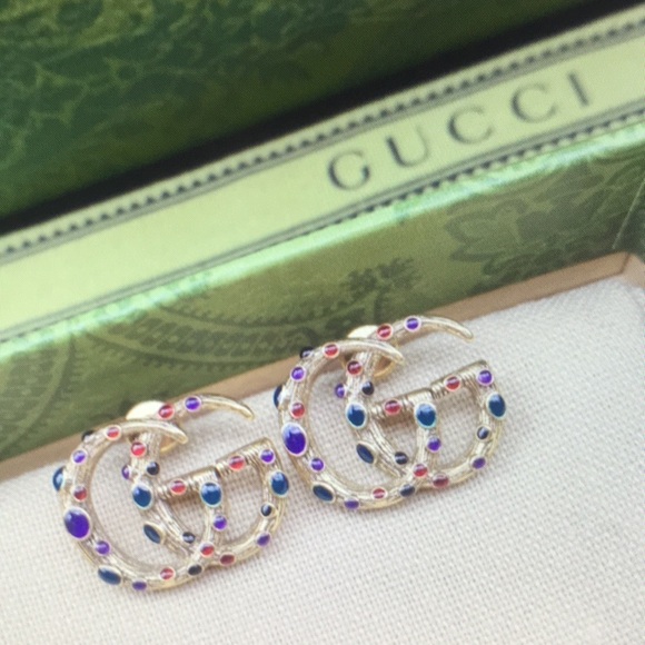 Gucci Multicolor Gem GG Logo Earrings - Picture 2 of 4